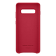 Samsung G975 Galaxy S10+ Gy�ri Leather Cover B�r tok Piros