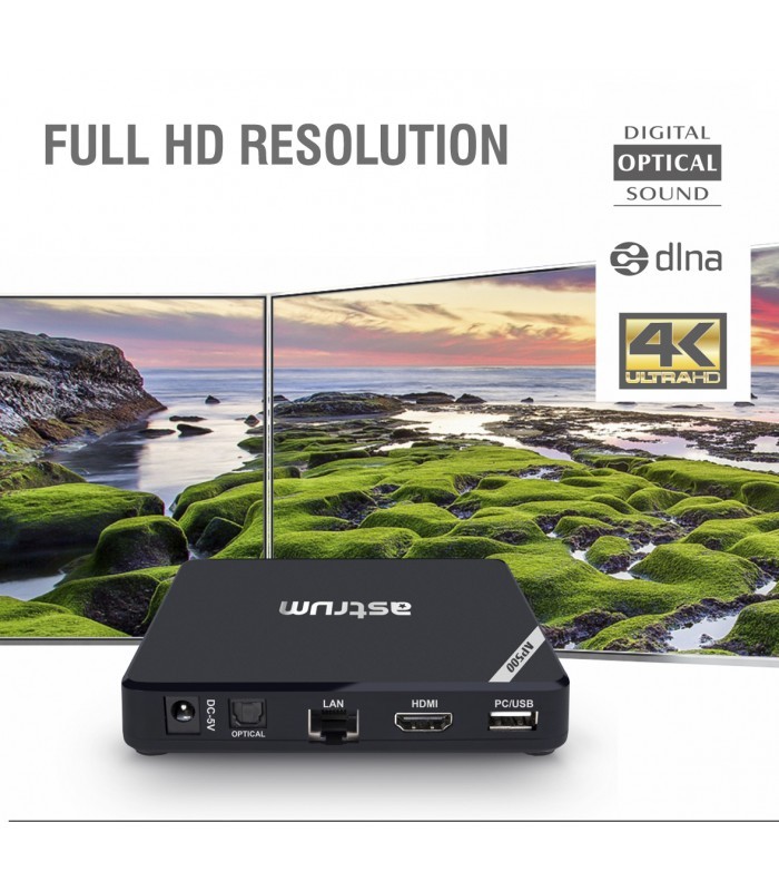 Astrum AP500 Android 6.0 4K Ultra HD TV m�dia box WiFi, 8gb