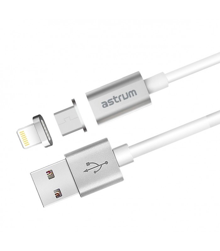 Astrum UM350 1M 2in1 M�gneses micro USB+Lightning Adatk�bel