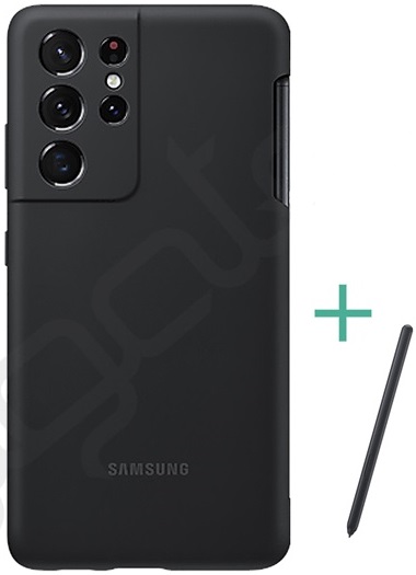 Samsung Galaxy S21 Ultra gy�ri matt szilikon tok + S Pen Fekete