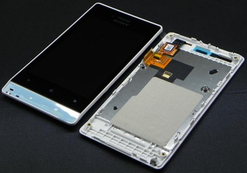 Sony ST23 Xperia Miro Feh�r LCD Kijelz�+�rint�k�perny� +Keret