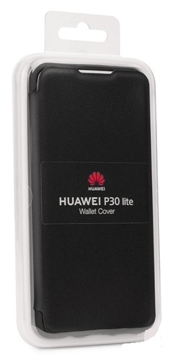 Huawei P30 Lite Gy�ri Wallet Flip Tok Fekete