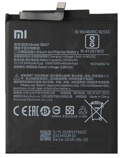 Xiaomi BN37 Gy�ri Akkumul�tor 3000mAh (Redmi 6 / Redmi 6A)
