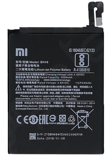Xiaomi BN48 Gy�ri Akkumul�tor 3900mAh (Redmi Note 6 Pro)