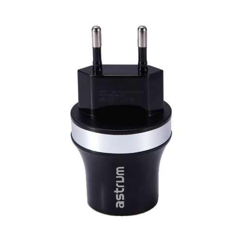Astrum CH220 fekete-ez�st h�l�zati t�lt� microUSB adatk�bellel 